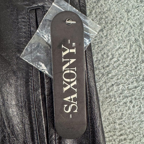 Saxony Genuine Leather Pants Mens 42 Black Pleated Tapered Dress NWT Trousers - Picture 4 of 16